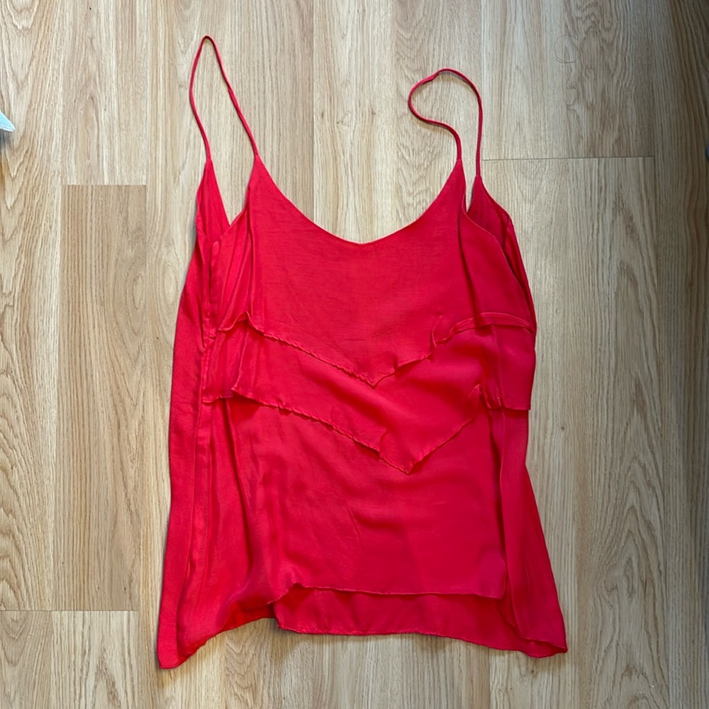 Merritt Charles poppy silk low back tank, like new, S